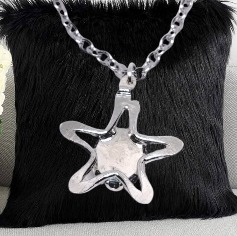 Genuine Abalone Stone Star Pendant with Stainless Steel Necklace 18" NWOT - Picture 4 of 4